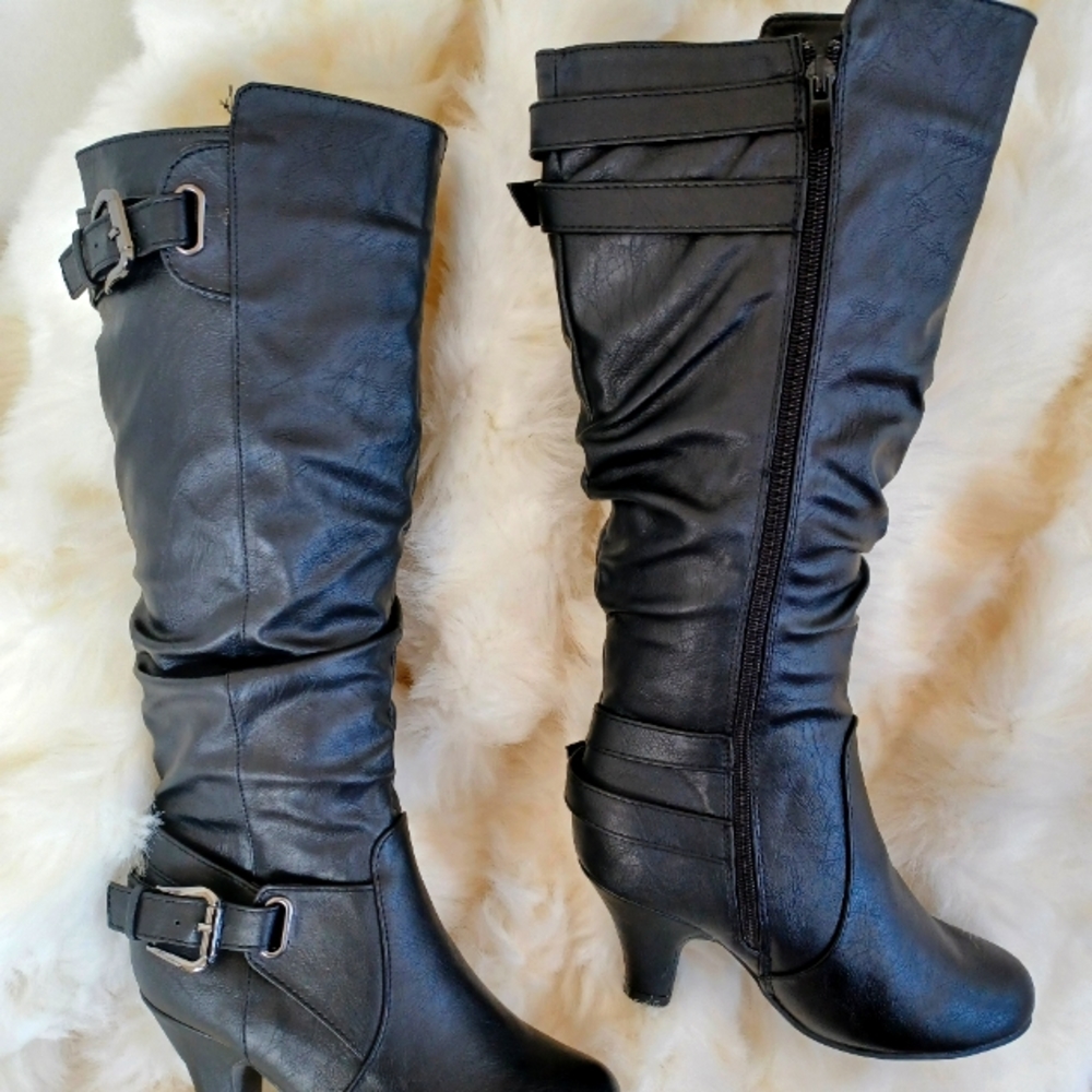 New, Faux Leather Knee High Boots Size 6